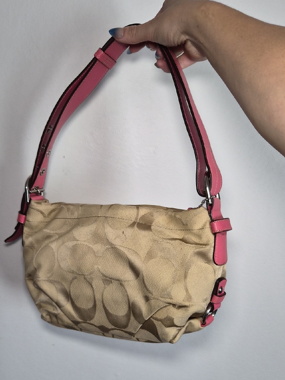 Coach Pink Leather-Trim Tote Bag